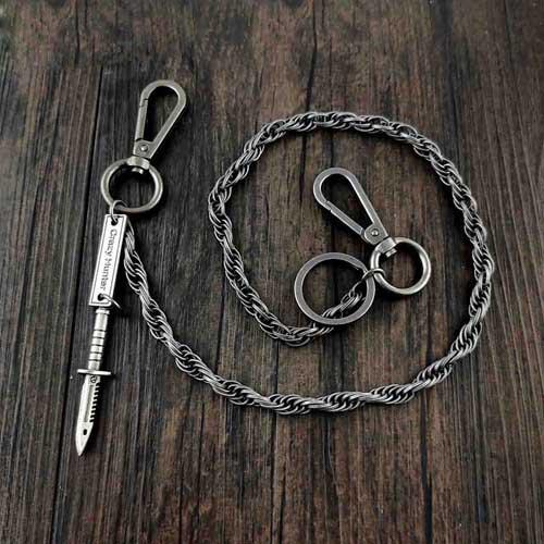 25'' Metal HUNTER SWORD BIKER SILVER WALLET CHAIN LONG PANTS CHAIN SILVER jeans WG00252065