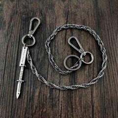 25'' Metal HUNTER SWORD BIKER SILVER WALLET CHAIN LONG PANTS CHAIN SILVER jeans chain jean chain FOR MEN