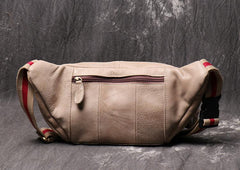 Vintage Brown LEATHER MENS Barrel FANNY PACK - Stitching Detail