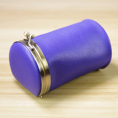 Vintage Women Purple Leather Cup Coin Wallet Frame Clasp Coin Pouch Change Wallet For Women