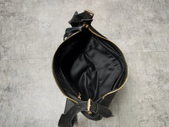 Fashion Women Black Leather Saddle Shoulder Bag Side Bag White Saddle Crossbody Bag Purse For Women