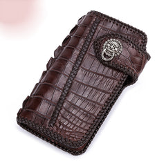 Handmade Leather Mens Chain Biker Wallet Cool Leather Wallet Long Phone Wallets for Men