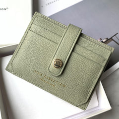 Cute Women Mocha Green Sheepskin Card Holder Slim Card Wallet Mocha Green Small Card Holder Credit Card Holder For Women