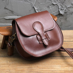 Stylish LEATHER WOMEN Saddle Bag SHOULDER BAG Circle Crossbody Purse FOR WOMEN