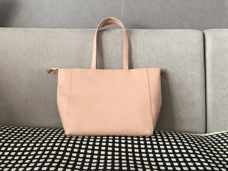 Stylish Womens Pink Leather Tote Bag Shoulder Tote Bag Pink Tote Purse For Women