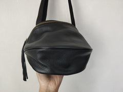 Fashion Women Black Leather Small Saddle Shoulder Bag Side Bag Black Saddle Crossbody Bag Purse For Women