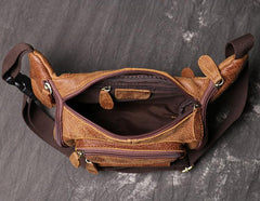 Vintage Brown LEATHER MENS Barrel FANNY PACK - Overall View