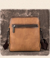 Vintage Coffee LEATHER MEN'S Small Side bag - Card Holder Detail