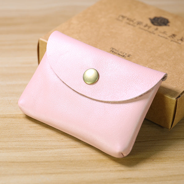Pink Cute Women Leather Card Wallet Mini - Back View