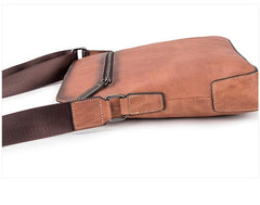 Vintage Coffee LEATHER MEN'S Small Side bag - Wallet Flat Lay