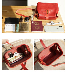 Vintage Womens Red Leather Doctor Shoulder Bag Side Purses Doctor Crossbody Purses for Women