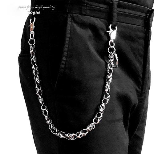 PUNK SKULL BIKER SILVER WALLET CHAIN LONG - Back View