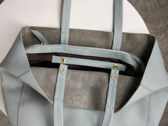 Fashion Womens Blue Leather Oversize Tote Bag Blue Shoulder Tote Bag Handbag Tote For Women