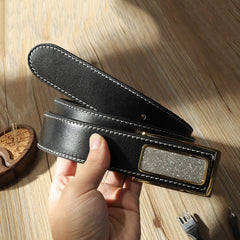 Handmade Mens Dark Blue Leather Leather Belts PERSONALIZED Leather Buckle Belt for Men
