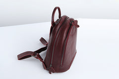 Genuine Leather Cute Women Backpack Bag Shoulder Bag Red Brown Leather Purse