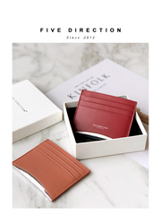 Women Orange Leather Card Holders Small Card Wallet Minimalist Credit Card Holder For Women