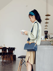 Vintage Womens Gray Leather Doctor Handbags Shoulder Purses Doctor Purse for Women