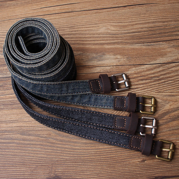 Cute Women Denim Slim Belts Denim Blue - Back View