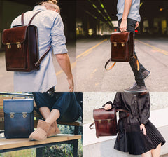Womens Distressed Leather Backpack Purse Satchel Backpack Handmade School Backpack