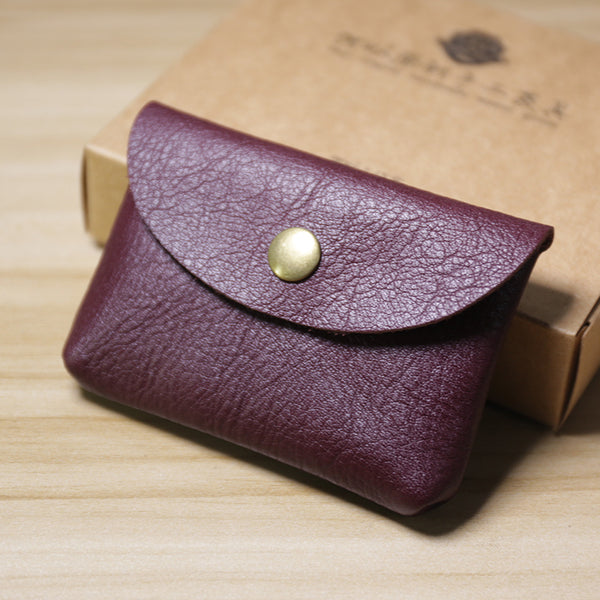 Wine Cute Women Leather Card Wallet Mini - Back View