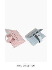 Cute Women White Blue Vegan Leather Small Card Holder Card Wallet Slim Card Holder Credit Card Holder For Women