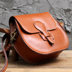 Stylish LEATHER WOMEN Saddle Bag SHOULDER BAG Circle Crossbody Purse FOR WOMEN