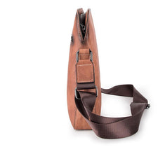 Vintage Coffee LEATHER MEN'S Small Side bag - Leather Detail
