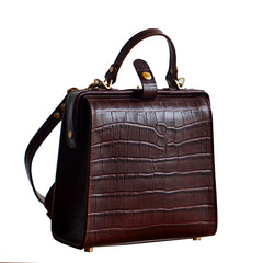Handmade Womens Stylish Square Light Green Leather Doctor Handbag Side Purse Doctor Purse for Women