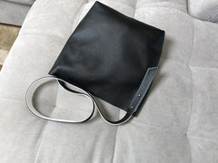 Stylish White Black Leather Tote Bag Shoulder Tote Bag Crossbody Tote Purse For Women