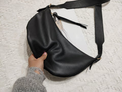 Fashion Women Black Leather Saddle Shoulder Bag Side Bag White Saddle Crossbody Bag Purse For Women