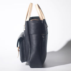Handmade Leather Black Small Womens Tote Handbag Shopper Purse for Women