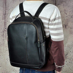 Green Mens Leather Backpack Travel Backpacks Laptop Backpack for men