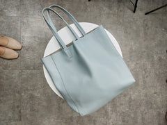 Fashion Womens Blue Leather Oversize Tote Bag Blue Shoulder Tote Bag Handbag Tote For Women
