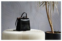 Handmade Womens Stylish Square Dark Green Leather Doctor Handbag Side Purse Doctor Purse for Women