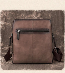 Vintage Coffee LEATHER MEN'S Small Side bag - Side Profile