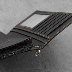 biker chain wallet​ mens chained wallets Badass Black Leather Men's Metal Star Long Biker Chain Wallet Bifold Long Wallet with Chain For Men