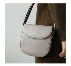 Minimalist Leather Womens Stylish Saddle Crossbody Bag Purse Shoulder Bag for Women