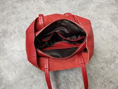 Fashion Womens Red Leather Oversize Tote Bag Red Shoulder Tote Bag Handbag Tote For Women