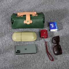 Womens Green Leather Mini Doctor Handbag Purses Classic Green Doctor Crossbody Purses for Women