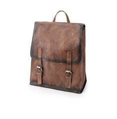 Fashion Brown LEATHER MEN'S College Backpack Travel Backpack Satchel School Backpack For Men