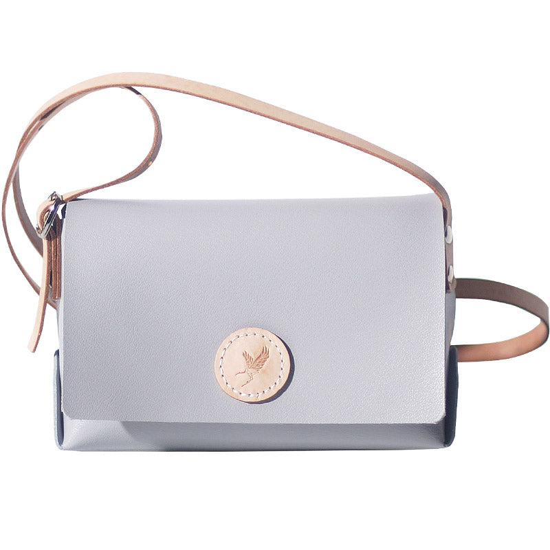 Handmade Leather White Gray Womens Small Cute Shoulder Purse Crossbody Bag for Women