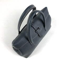 Womens Navy Work Leather Handbag Purse Leather Gray Work Shoulder Bag Handbag Purse for Ladies