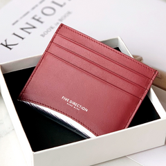 Women Red Leather Card Holders Small Card Wallet Minimalist Credit Card Holder For Women