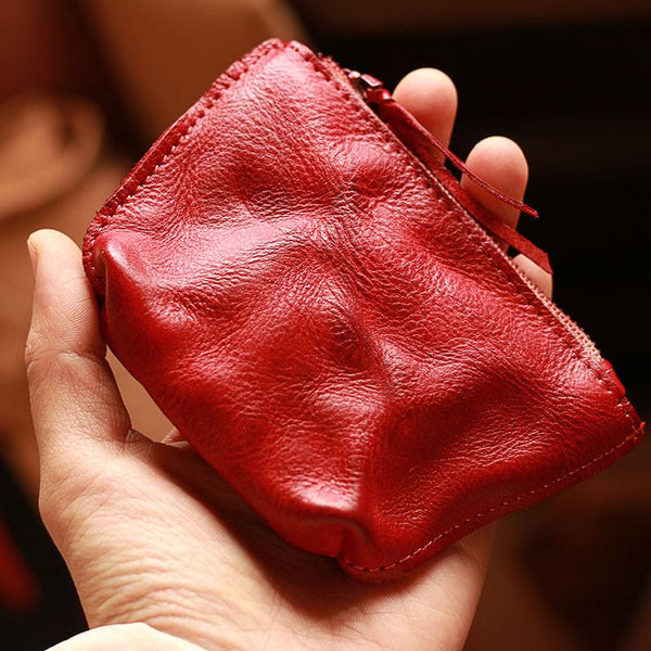Vintage Slim Coffee Leather Mens Coin Wallet Zipper Coin Holder Change Pouch For ZOY0039043