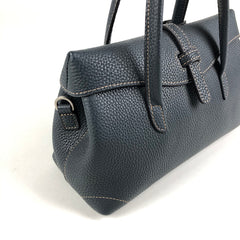 Womens Navy Work Leather Handbag Purse Leather Gray Work Shoulder Bag Handbag Purse for Ladies