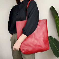 Fashion Womens Red Leather Oversize Tote Bag Red Shoulder Tote Bag Handbag Tote For Women
