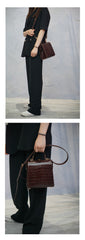 Handmade Womens Stylish Square White Leather Doctor Handbag Side Purse Doctor Purse for Women