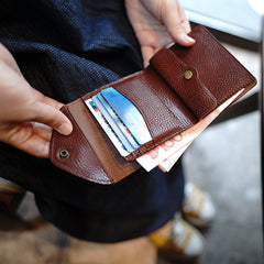 Envelope Womens Tan Leather Billfold Wallet Small Wallet with Coin Pocket Mini Envelope Wallet for Ladies