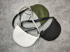 Fashion Women Black Leather Saddle Shoulder Bag Side Bag White Saddle Crossbody Bag Purse For Women