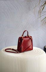 Handmade Womens Stylish Square Light Green Leather Doctor Handbag Side Purse Doctor Purse for Women